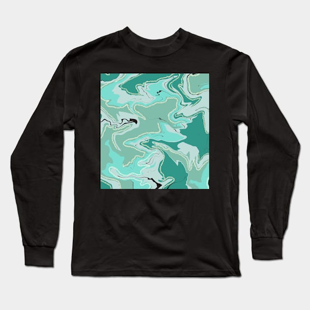 Light blue marble design - teal marble pattern Long Sleeve T-Shirt by Alice_creates